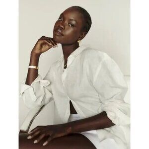 Reformation Preston Linen Top in Ivory